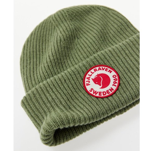 Fjallraven 1960 Logo Wool Caper Olive Green Beanie Hat - Picture 8 of 11